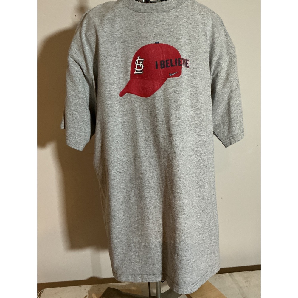 Nike Team Mens St Louis Cardinals I Believe Baseball T-Shirt Gray Medium MLB